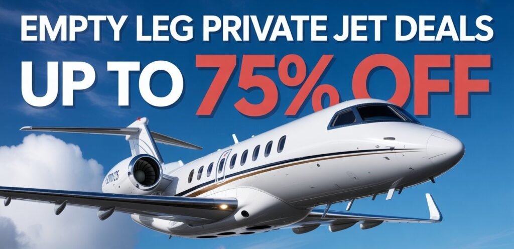 "empty leg flights," "deadhead," "repositioning flights," "ferry flights," "private jet deals," "one-way private jet," and search terms focusing on "discounted private jet charter," "last minute private jet