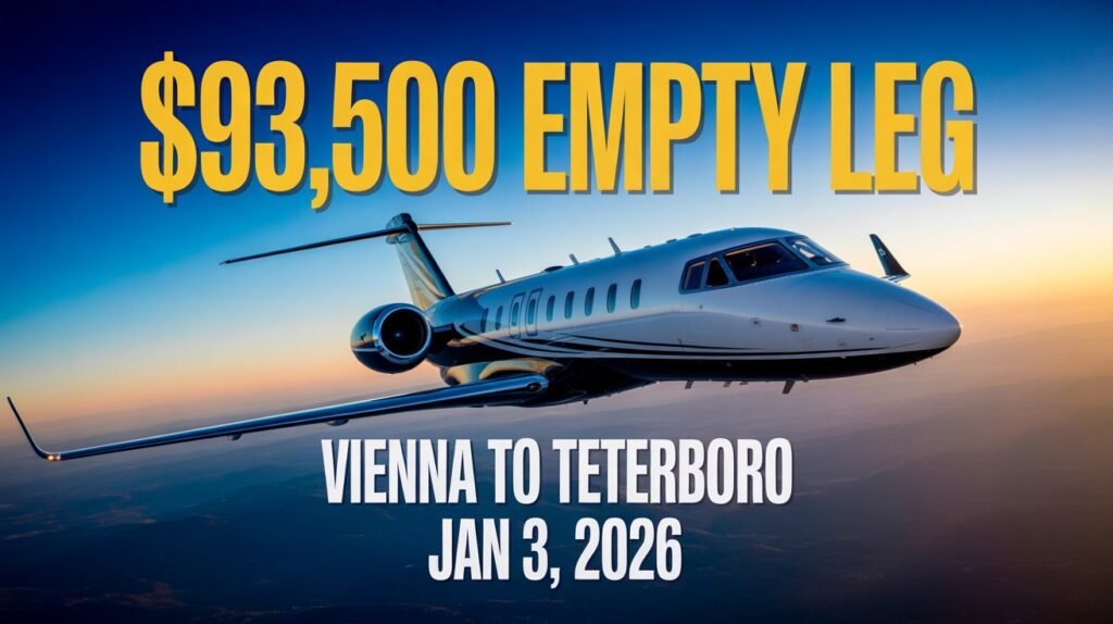 $93,500 Empty Leg Private Jet: Fly Vienna to Teterboro on Jan 3, 2026