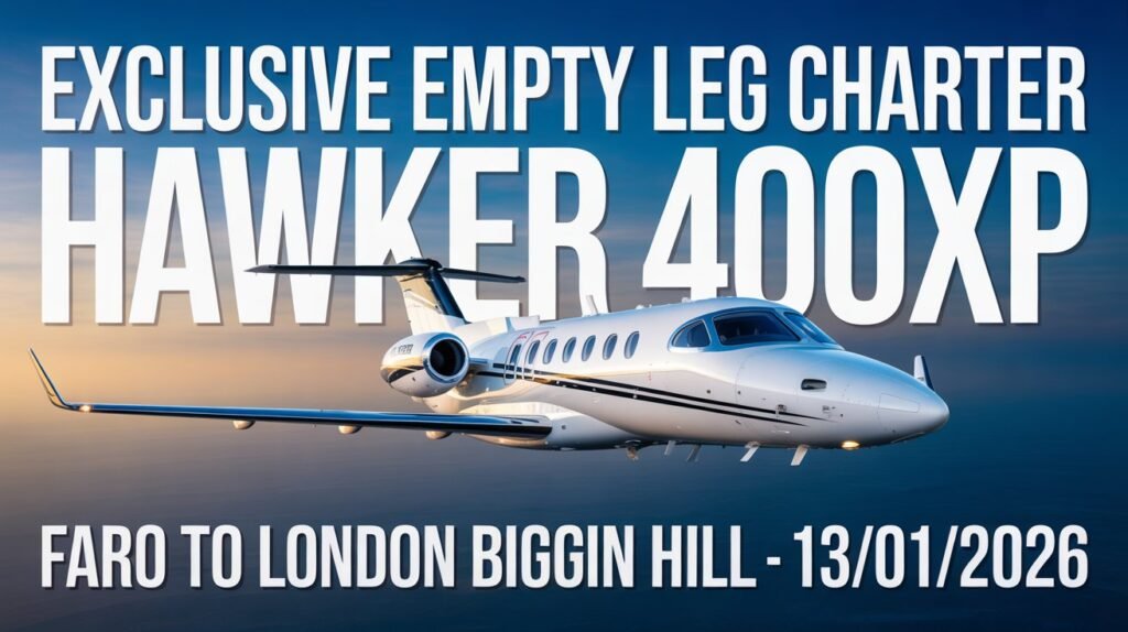 Empty Leg Charter Hawker 400XP from Faro to London Biggin Hill on 13012026