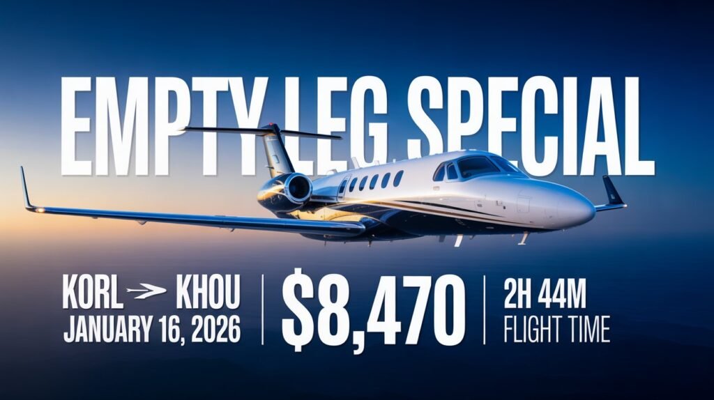 Empty Leg Flights Orlando to Houston Fly Private for $8,470 #EmptyLegFlights, #PrivateJetCharter, #FlyPrivateForLess, #LuxuryJetTravel #OrlandotoHouston