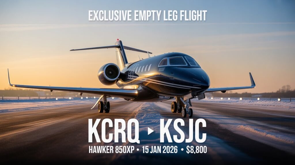 Hawker 850XP Empty Leg Flight Carlsbad to San Jose on Jan 15, 2026
