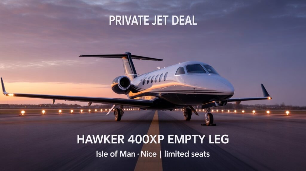 Exclusive Hawker 400XP Empty Leg Flight: Isle of Man to Nice for £8,690 on 13/01/2026