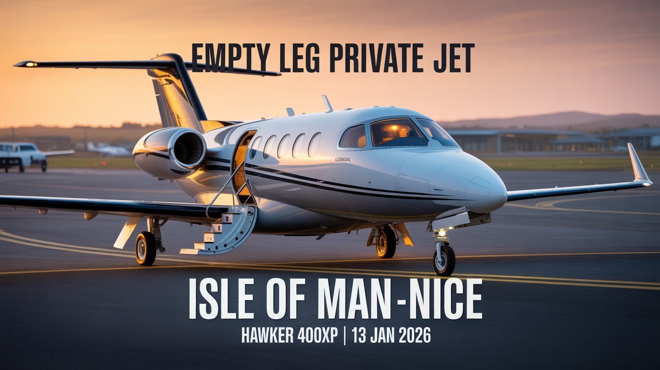 Exclusive Hawker 400XP Empty Leg Flight: Isle of Man to Nice for £8,690 on 13/01/2026