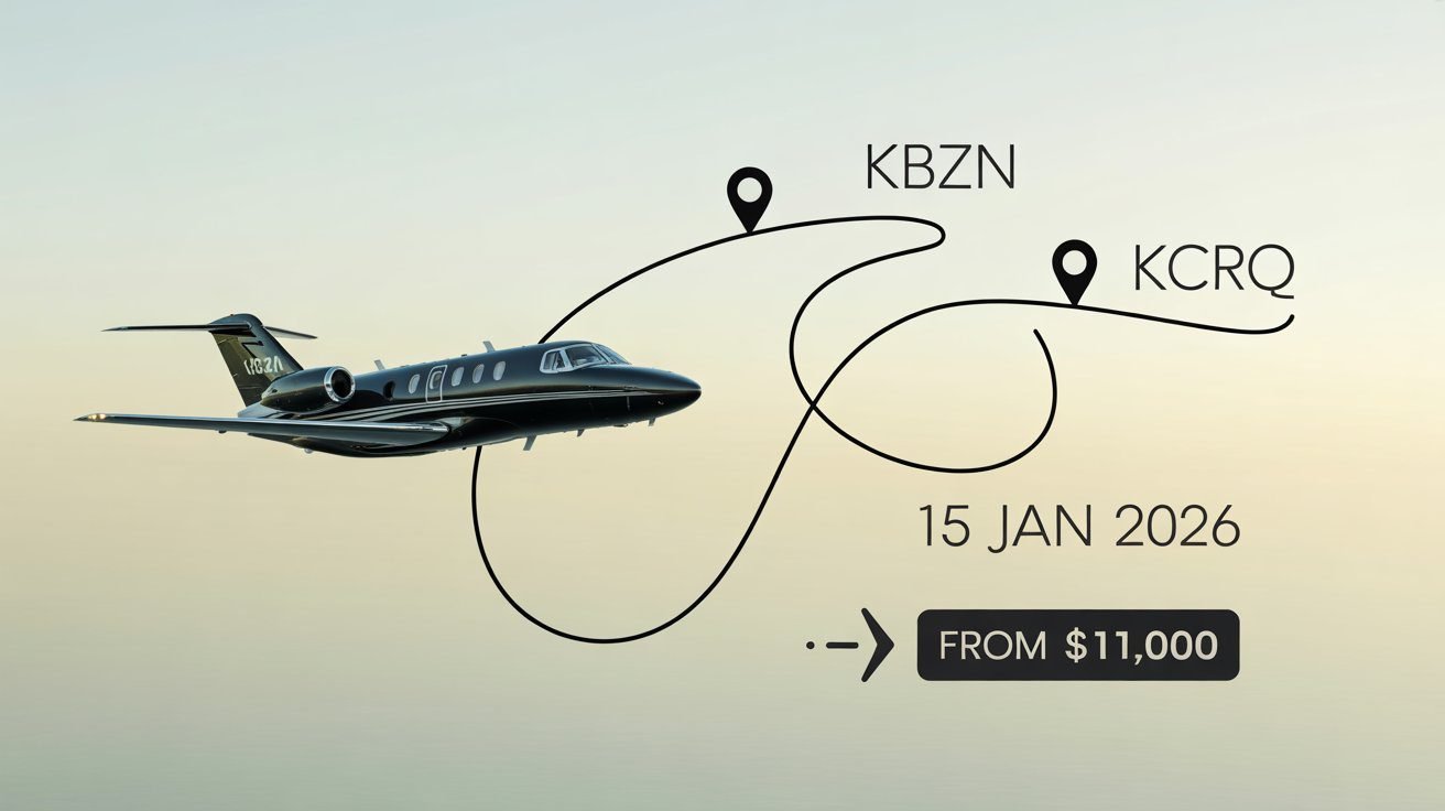 Bozeman to Carlsbad CJ3 Charter Empty Leg Flight for Only $11,000
