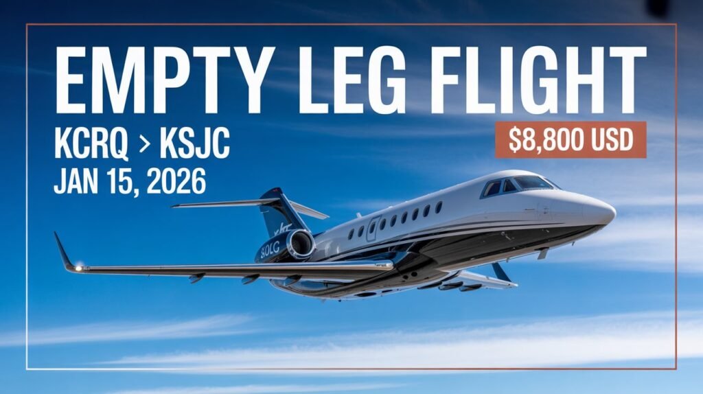 Empty Leg: Carlsbad (KCRQ) to San Jose (KSJC) for $8,800