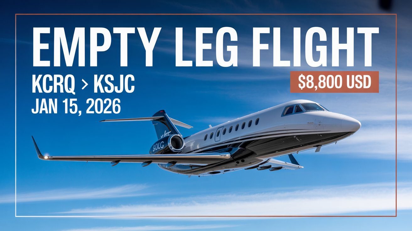 Empty Leg: Carlsbad (KCRQ) to San Jose (KSJC) for $8,800