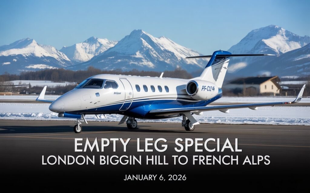London Biggin Hill to French Alps Empty Leg: Pilatus PC-24 for January 6, 2026