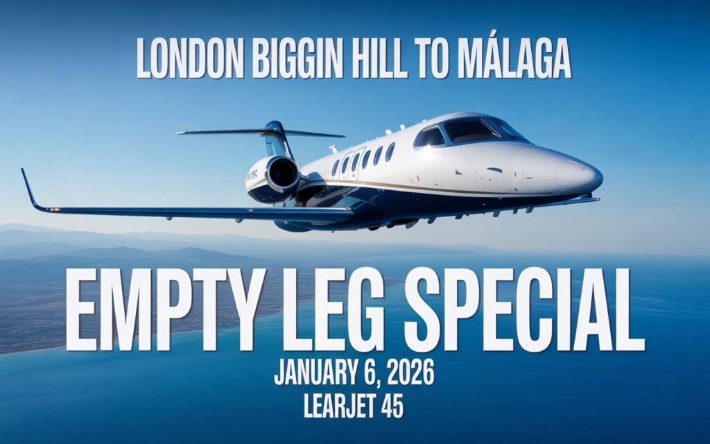 London Biggin Hill to Málaga Empty Leg: Learjet 45 for January 6, 2026