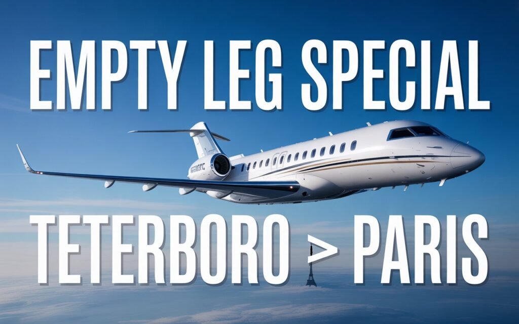 Global 5000 Private Jet Charter: Empty Leg Flights from Teterboro, NJ to Paris