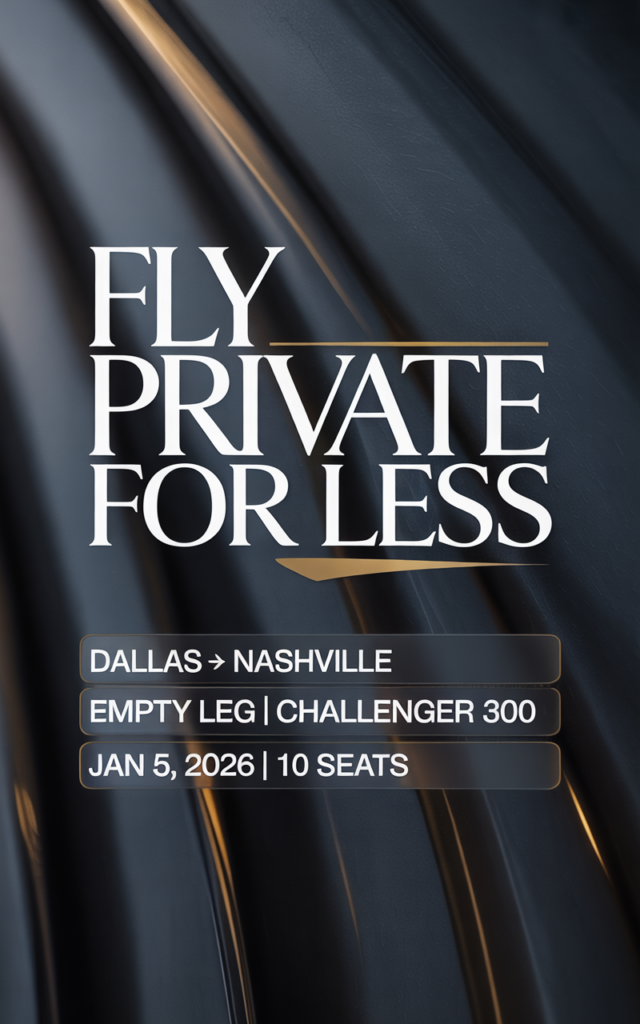 Dallas to Nashville Empty Leg: Challenger 300 for January 5, 2026