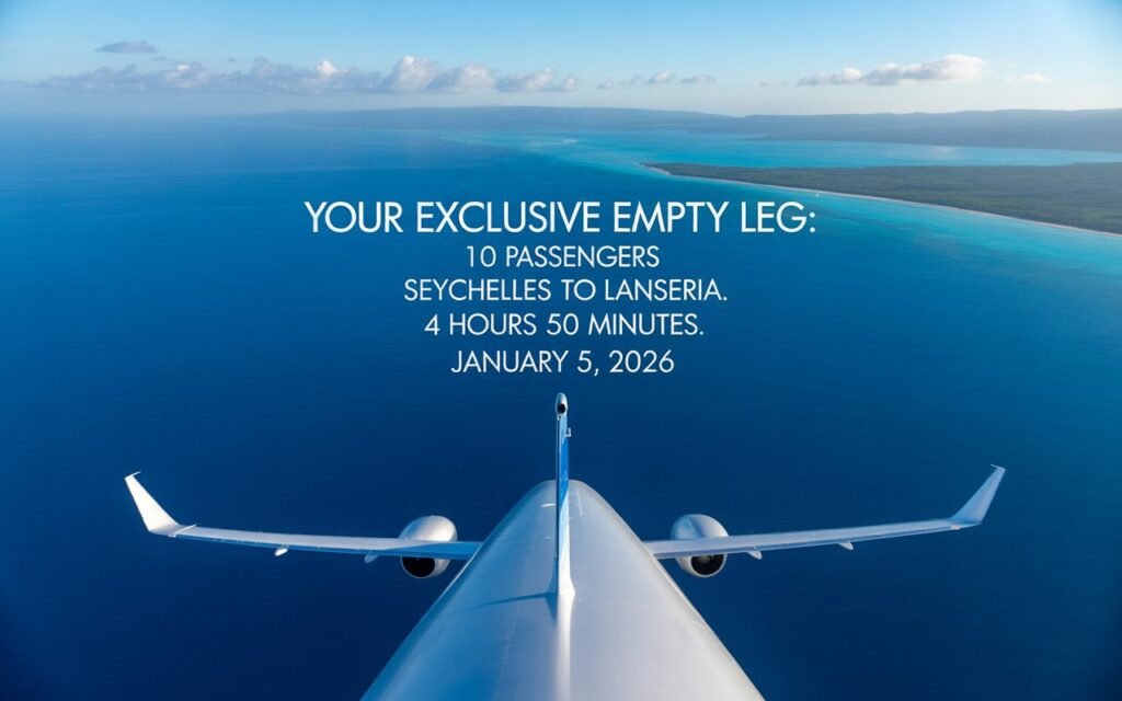 Empty Leg: Falcon 900EX from Seychelles to Lanseria for 10 Pax | Jan 5, 2026 | 4h50m
