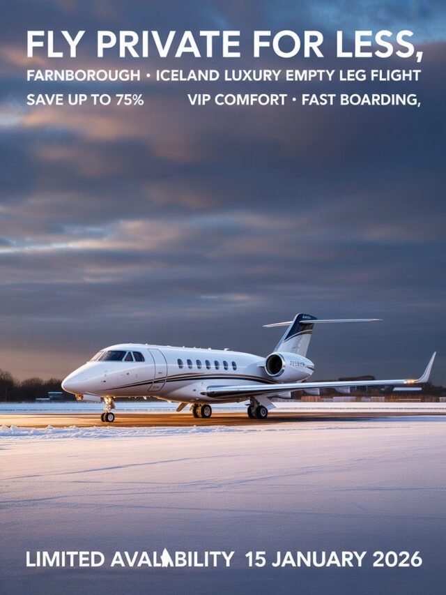 Farnborough to Iceland Empty Leg Private Jet Flight Deal.