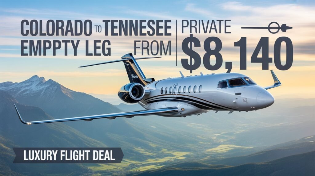 Colorado to Tennessee Private Jet Empty Leg from $8,140– Luxury Flight Deal