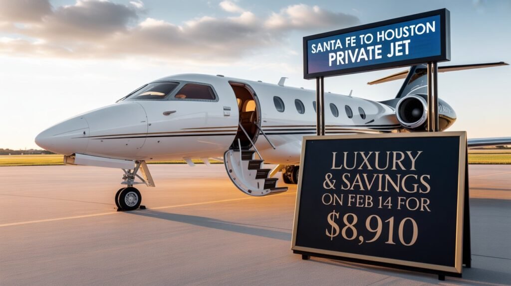 Santa Fe to Houston Private Jet – Luxury & Savings on Feb 14 for $8,910