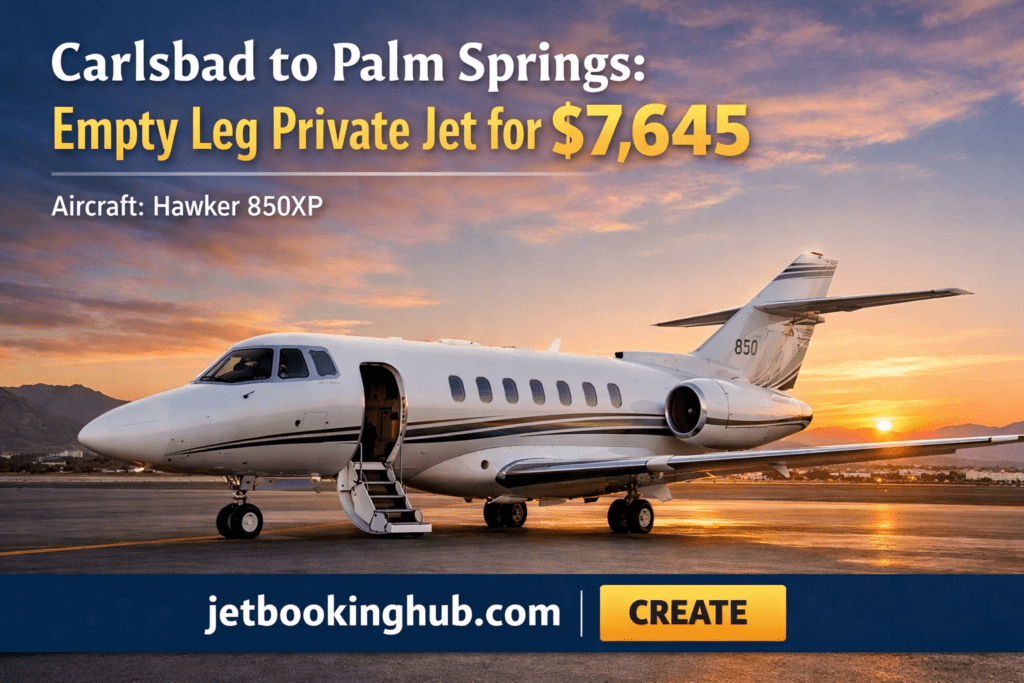Carlsbad to Palm SpringsEmpty Leg Private Jet for $7,645 (1)