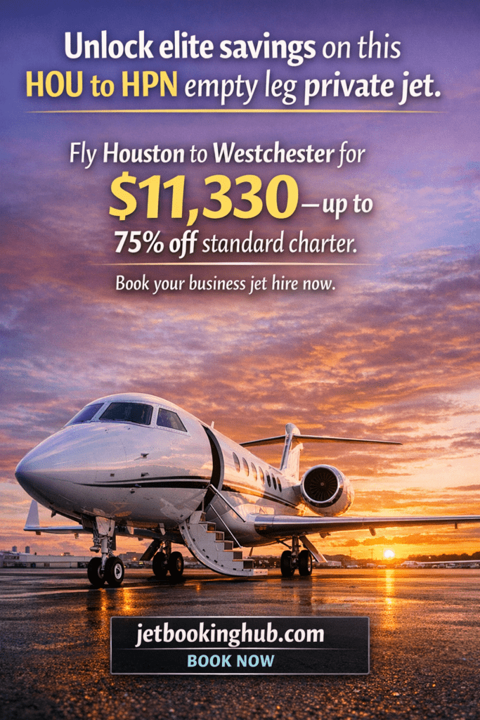 HOU to HPN Empty Leg Private Jet $11,330 Houston → Westchester Luxury Deal (2)