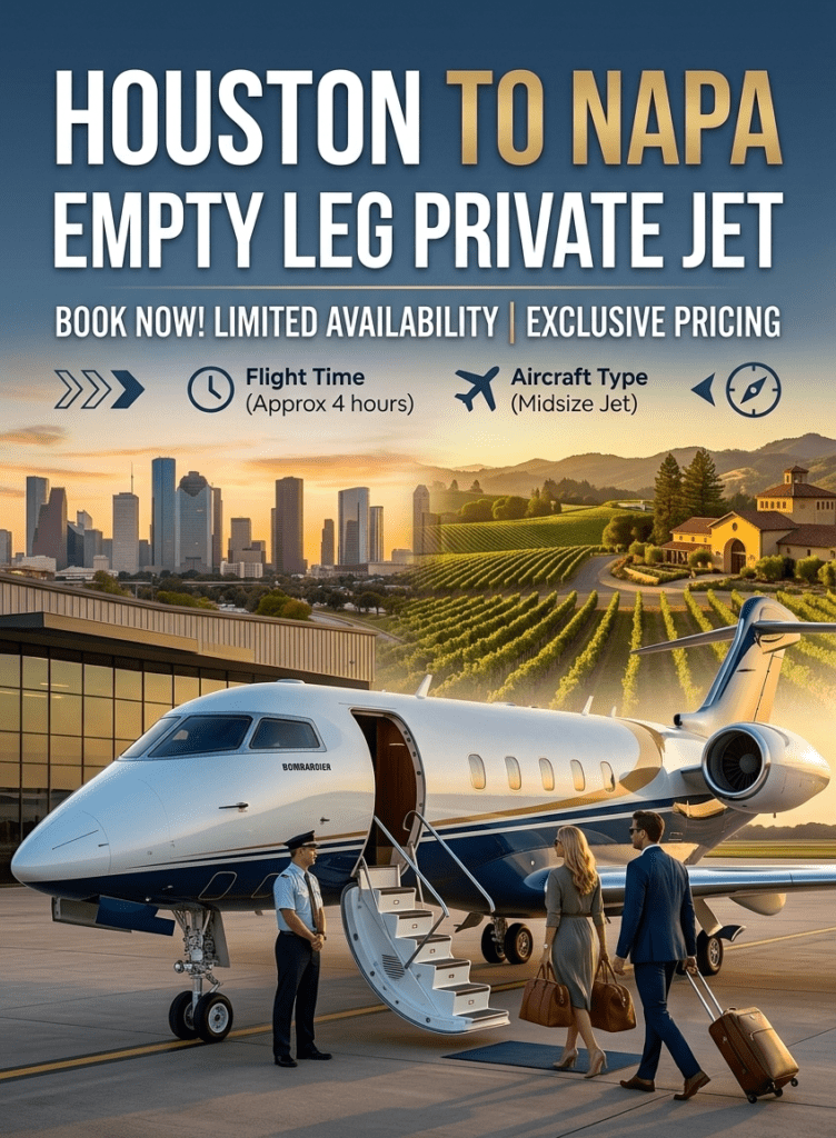 Houston to Napa Empty Leg Private Jet $17,380 for 9 Guests (2)
