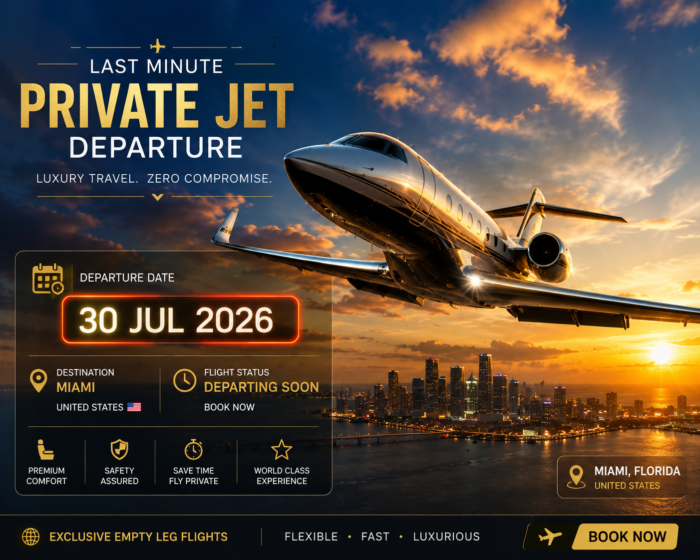 Home 2 Empty leg flights: up to 75% off private jets • 30 July 2026