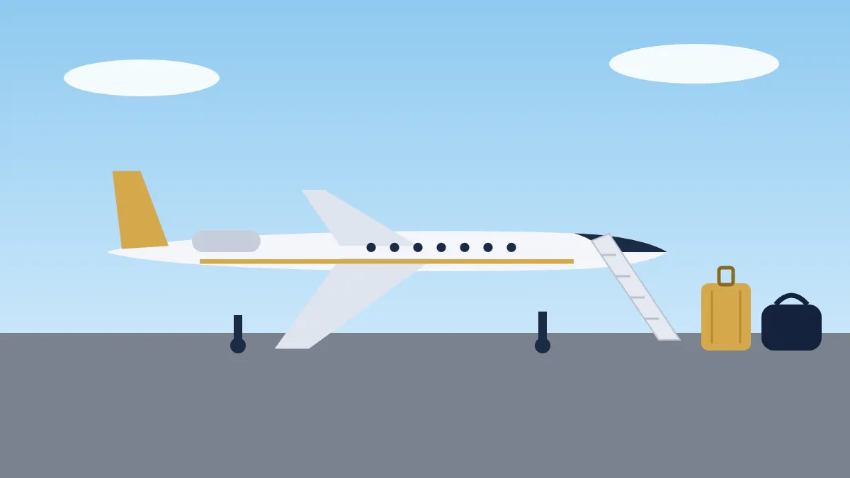 private jet boarding stairs luggage